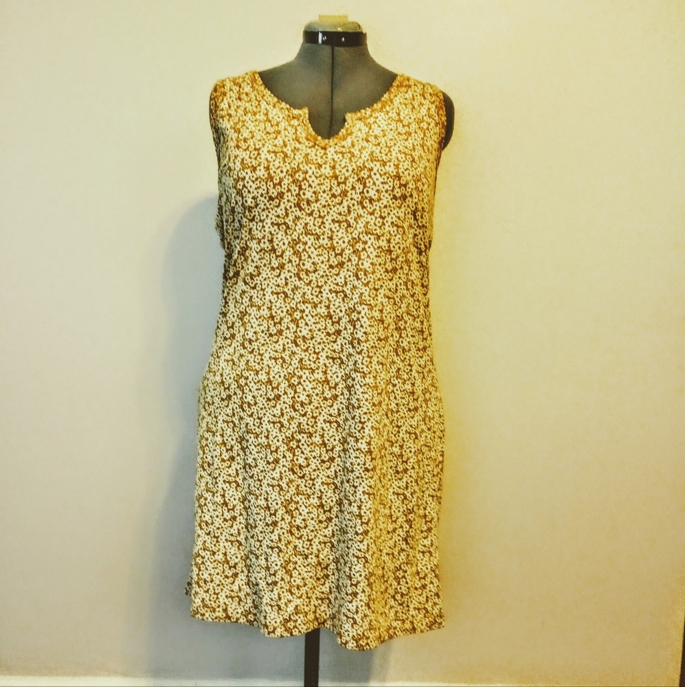 Lucky Brand Mustard Yellow Floral Shift Dress